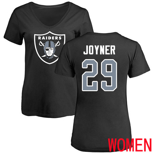 Oakland Raiders Black Women Lamarcus Joyner Name and Number Logo NFL Football #29 T Shirt